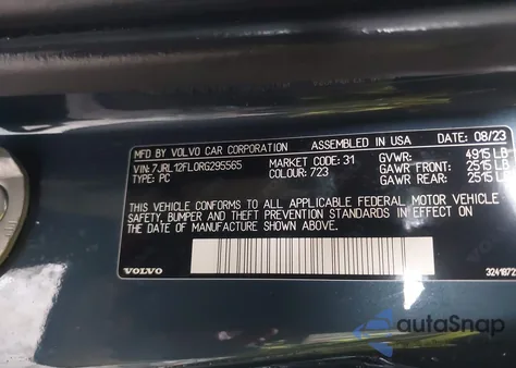 2024 Volvo S60 B5 Plus Dark Theme from USA, damaged, VIN 7JRL12FL0RG295565